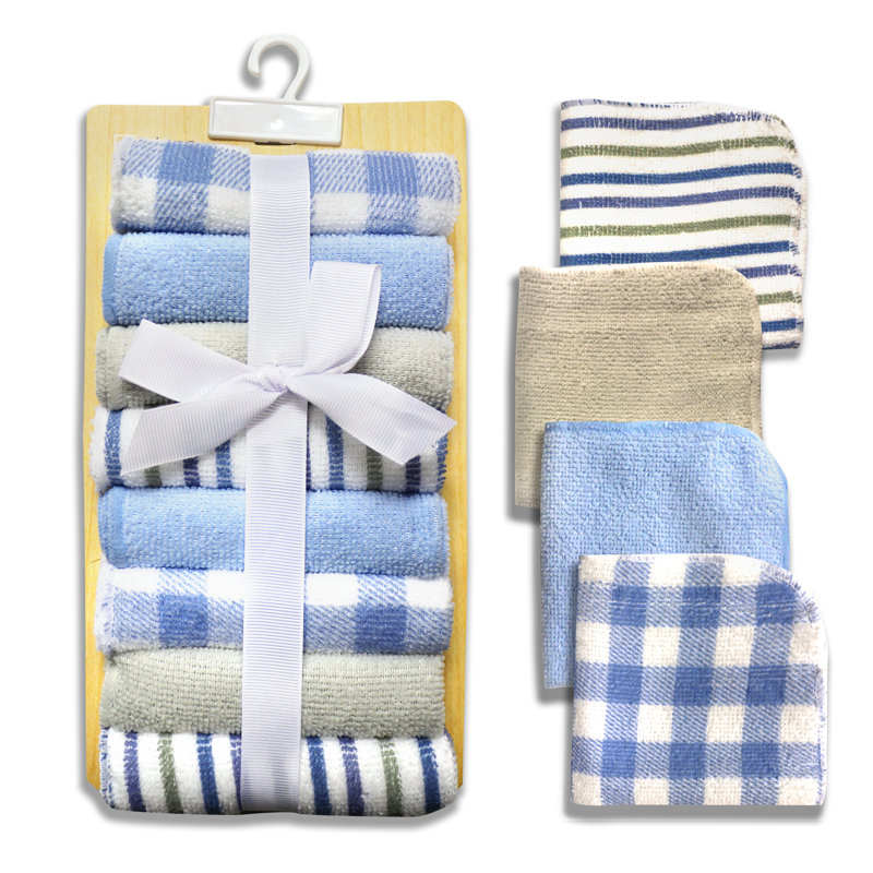 Isabelle & Max™ Washcloths 8 Pk Blue Plaid Wayfair